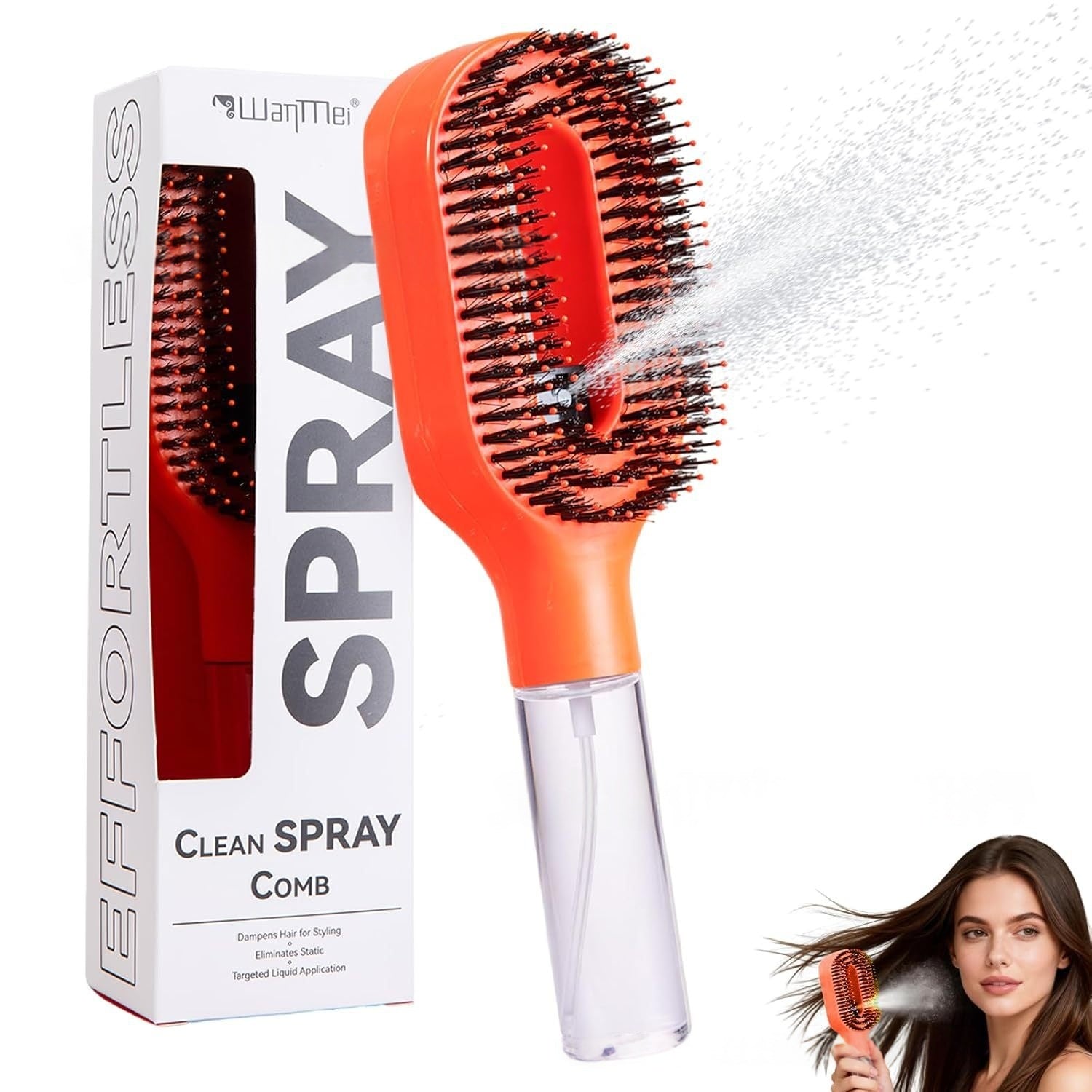 2-in-1 Mist Spray Detangling Hairbrush – Scalp Massage & Anti-Static Care Stone's Store