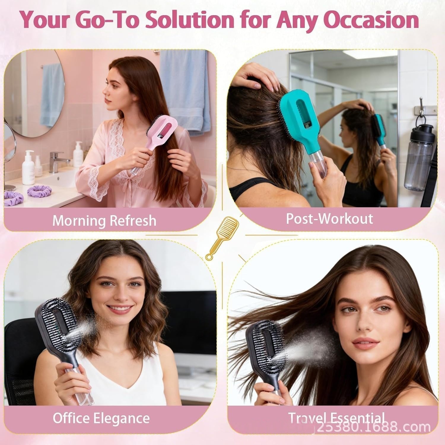 2-in-1 Mist Spray Detangling Hairbrush – Scalp Massage & Anti-Static Care Stone's Store