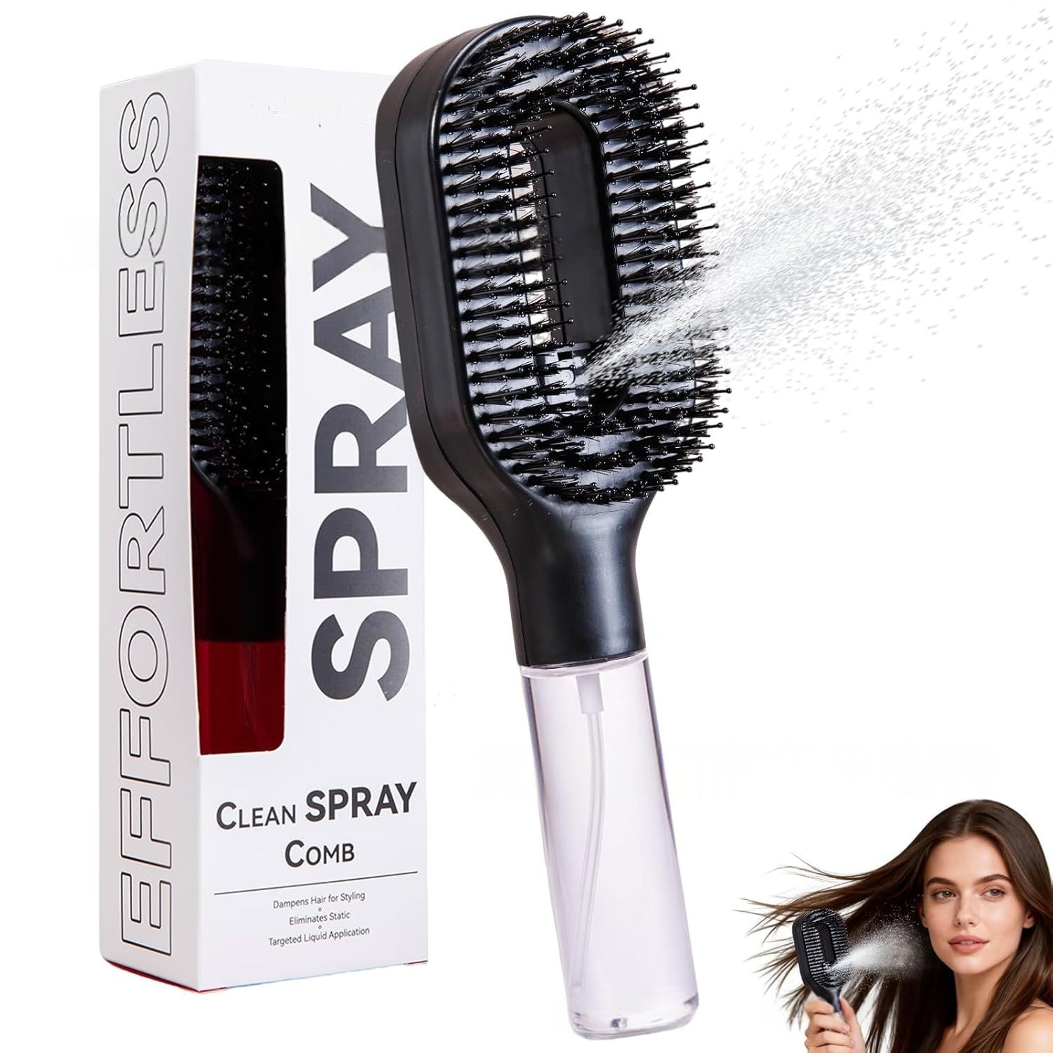 2-in-1 Mist Spray Detangling Hairbrush – Scalp Massage & Anti-Static Care Stone's Store